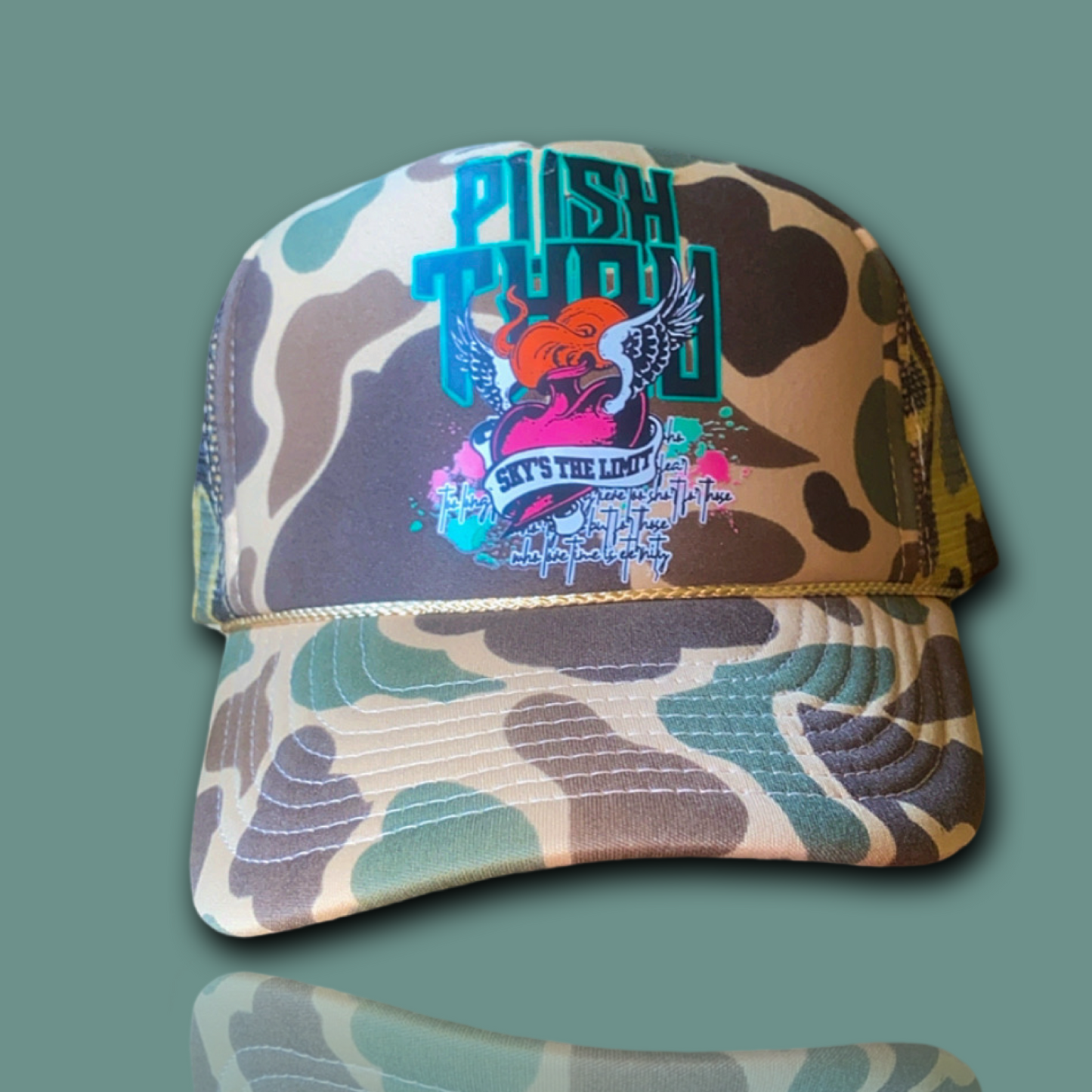 Push Thru “Sky’s The Limit” Duck Camo Trucker